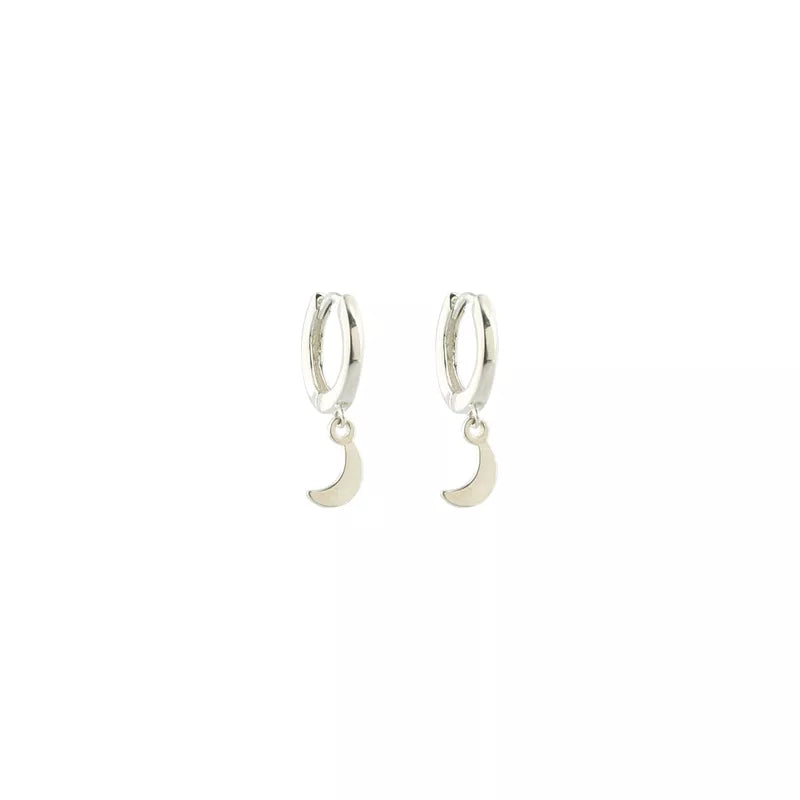 GLIMMER HOOPS WITH MOON PENDANT