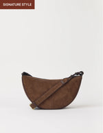 Afbeelding in Gallery-weergave laden, LEO CROSSBODY STRAP CHOCOLATE SUEDE WITH CLASSIC LEATHER
