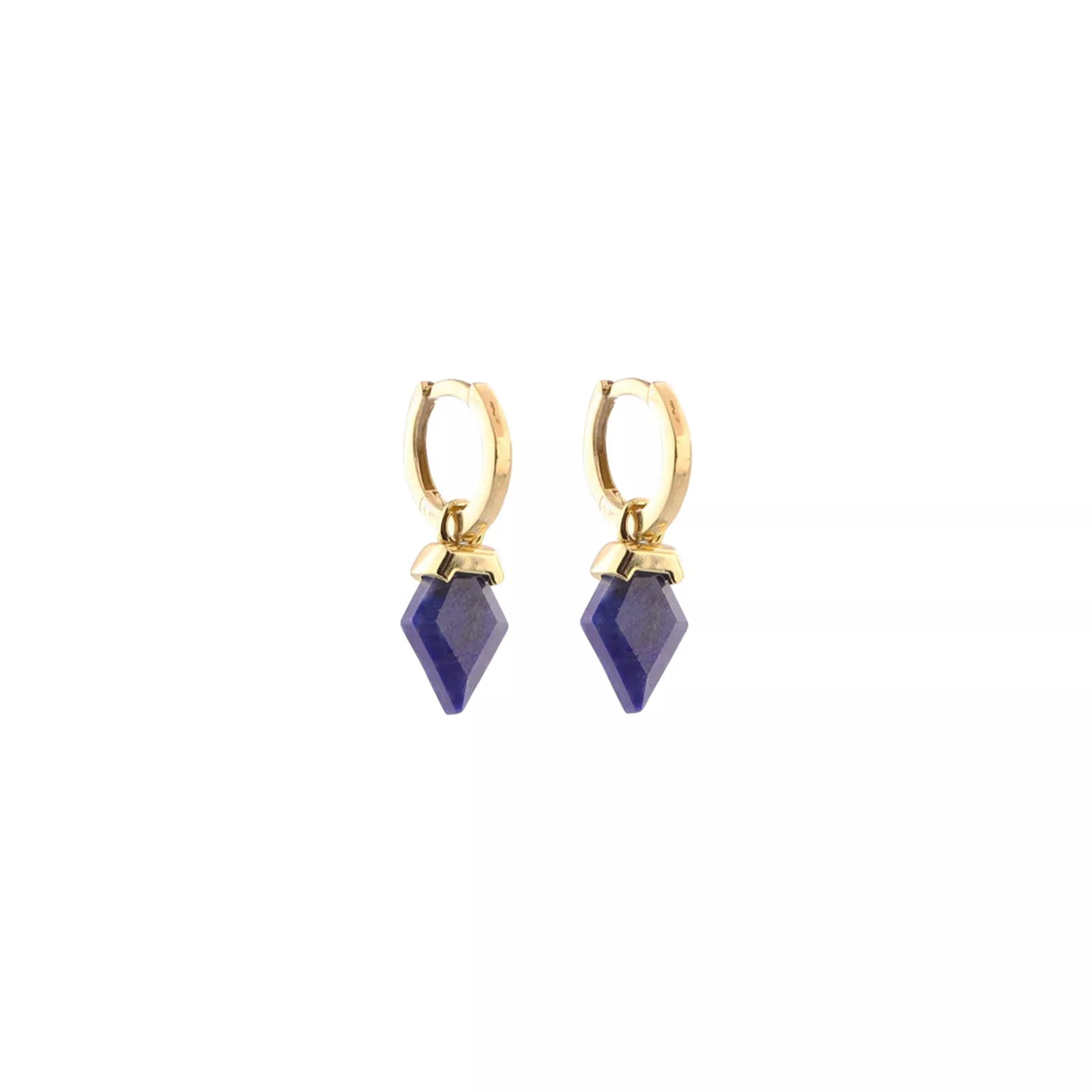 HOOP EARRINGS WITH RHOMBUS SHAPED LAPIS