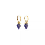 Afbeelding in Gallery-weergave laden, HOOP EARRINGS WITH RHOMBUS SHAPED LAPIS
