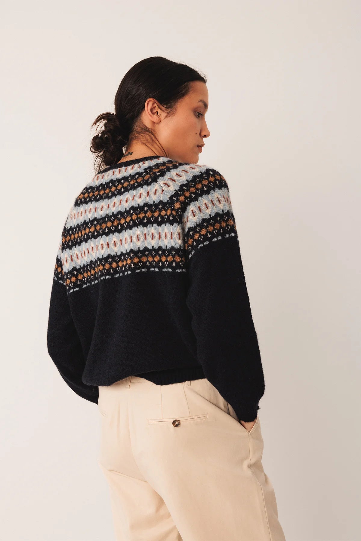JAQUARD BORDER SWEATER