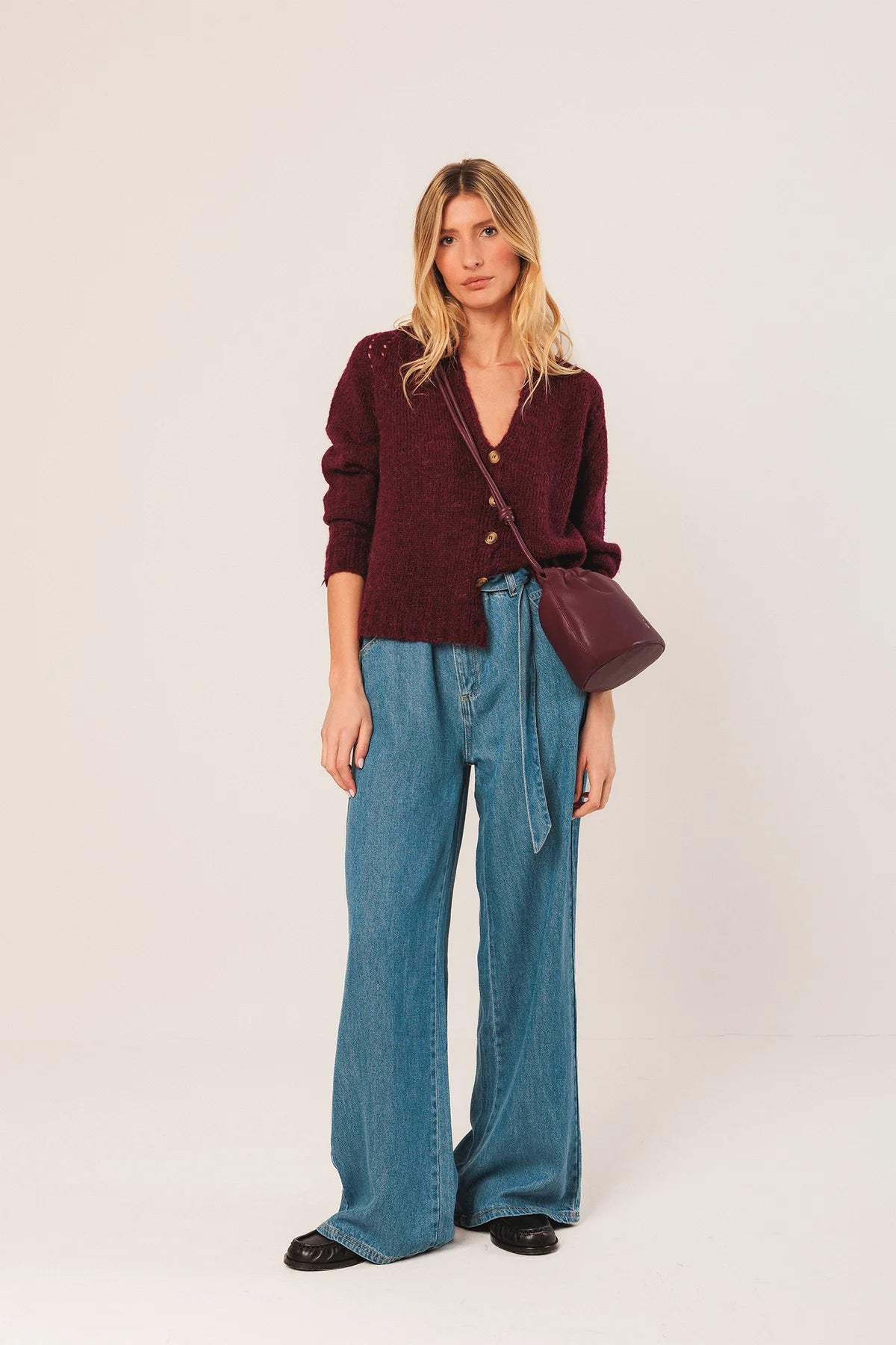 GATHERED LEATHER TOTE