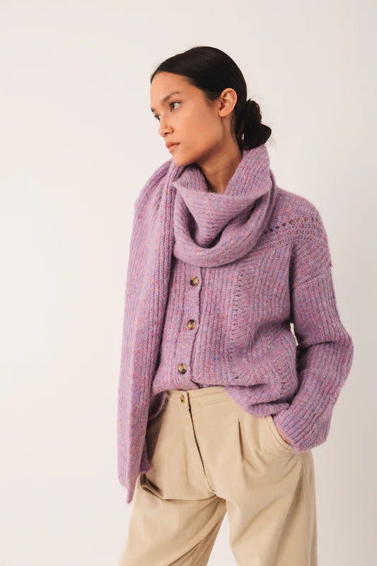 COLOURFUL KNITTED SCARF MAUVE
