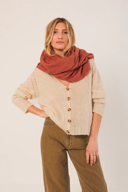 DOUBLE GAUZE SCARF TERRACOTTA